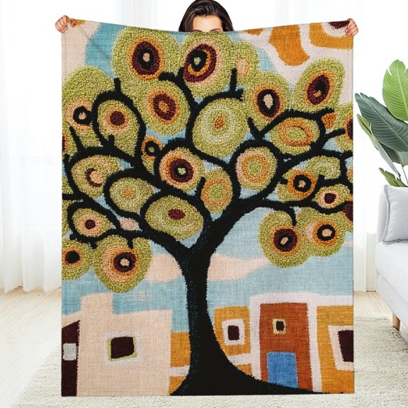 FCXZI Tree Building Sky Durable Soft Flannel Blanket All-Season Comfort 30*40in
