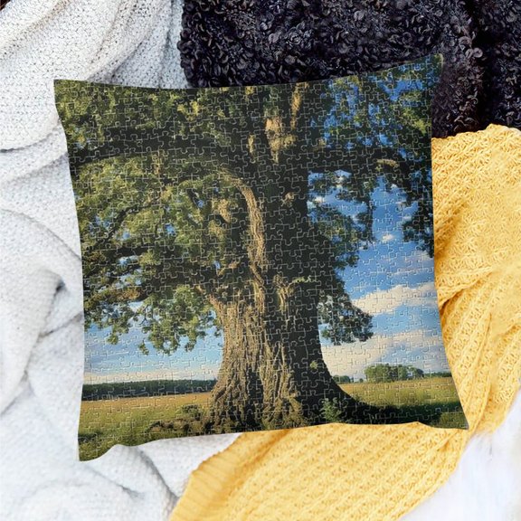 FCXZI Tree Grass Sky Pillow Cushion Case Decor Made from 100% Linen for Home Sofa Couch 18x18in