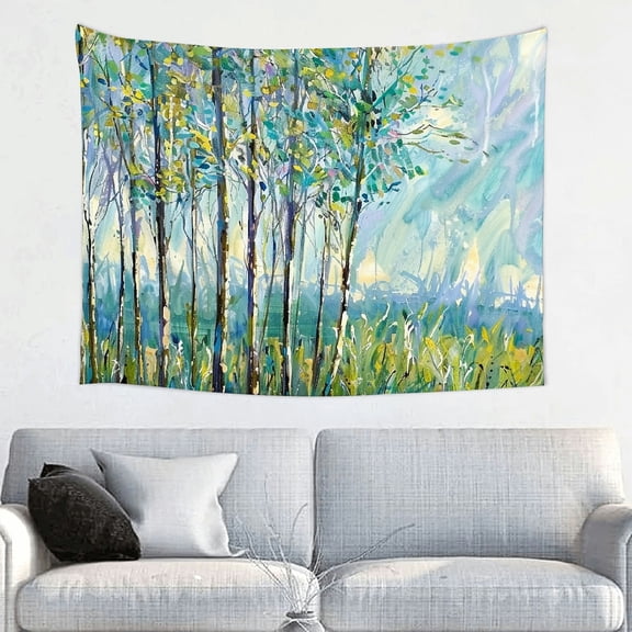 FCXZI Trees Grass Blue Sky Tapestry Wall Art Home Decor 100% Polyester 40*30in