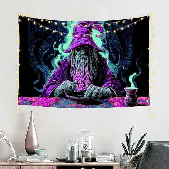 FCXZI   Trippy Blacklight Tapestry for Bedroom - UV Reactive Magic Eyes Neon Starry Wall Tapestry   60*40in
