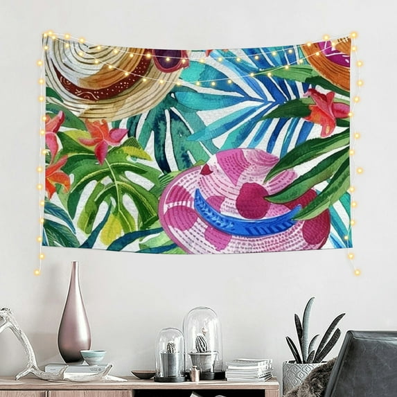 FCXZI Tropical Leaves Wall Tapestry Art for Bedroom and Living Room 60*40in