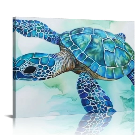 FCXZI Turtle Canvas Prints Wall Art Ready To Hang Home Decor 20x16in