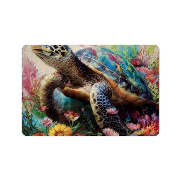 FCXZI Turtle Flowers Diatom Mud Mats Non-Slip Eco-Friendly Home 24x16in
