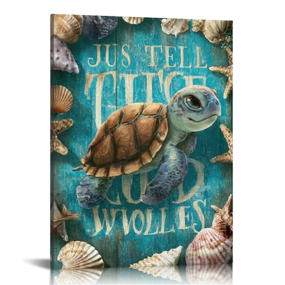 FCXZI Turtle Seashells Book Canvas Print Wall Art Home Decor 12x16in
