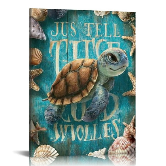 FCXZI Turtle Seashells Book Canvas Print Wall Art Home Decor 16x20in