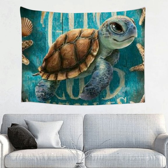 FCXZI Turtle Seashells Book Tapestry Wall Hanging for Home Decor 40*30in