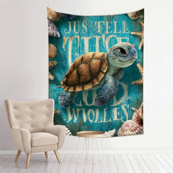 FCXZI Turtle Seashells Book Wall Art Tapestry 100% Polyester Home Decor 30*40in