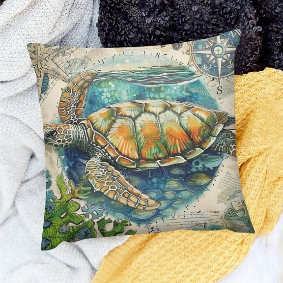 FCXZI Turtle Seaweed Ocean Theme Party Decor Birthday Gift for Home Sofa Couch 18x18in