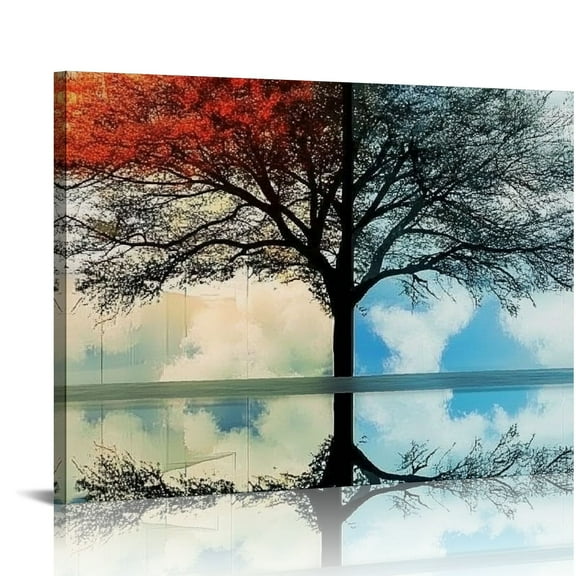 FCXZI Wall Art Canvas Prints, Four Season Tree Of Life Wall Decor Print Painting Room Decor For Home Living Room Bedroom Office Dorm Apartment, Canvas paintings 16x12in
