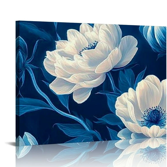 FCXZI Wall Art Painting Pink Flower Blue Flower Modern Decor oil painting Abstract Canvas Prints for Living Room Bedroom Kitchen Home and Office Wall Decor  16x12in