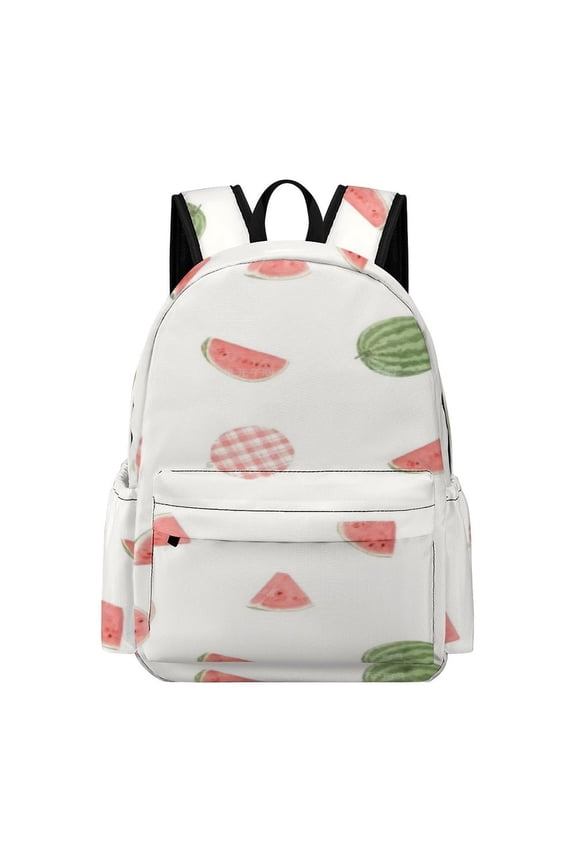 Watermelon Gingham Dot Pattern Printed Oxford Backpack, Large Capacity Laptop Backpack, Water Resistant, Travel Daypack for College Work Commuting Adults,