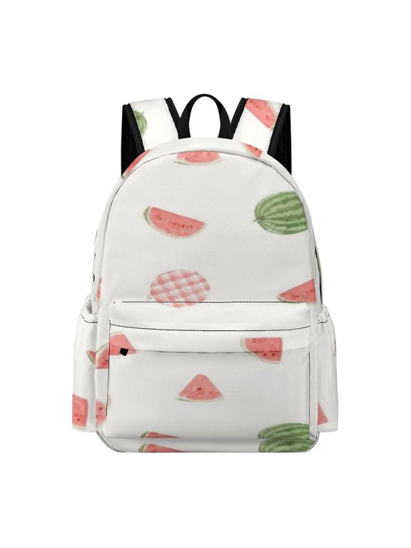 Watermelon Gingham Dot Pattern Printed Oxford Backpack, Large Capacity Laptop Backpack, Water Resistant, Travel Daypack for College Work Commuting Adults,