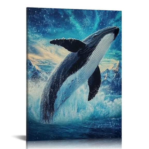 FCXZI Whale Mountain Sky Canvas Wall Art Home Decor 12x16 16x20 16x20in