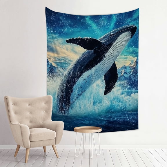 FCXZI Whale Mountain Sky Wall Hanging Tapestry Art 100% Polyester 30*40in