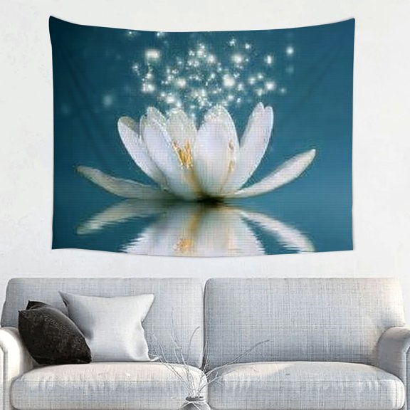 FCXZI White Flower Reflection Tapestry 100% Polyester Wall Hanging 40*30in