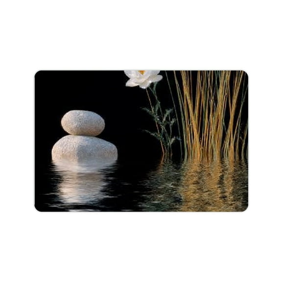 FCXZI White Flower Water Reeds Fast Absorption Home Rug Mat 24x16in