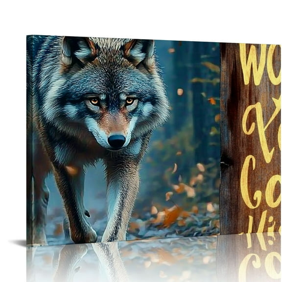 FCXZI Wolf Canvas Wall Art Christian Wolf Painting Wall Decor  Inspirational Wolves Home for Living Room Bedroom Bathroom Decoration Canvas painting 20x16in