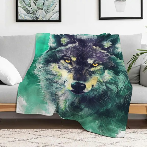 FCXZI Wolf Durable Soft Flannel Blanket for All Seasons Travel Camping 40x50in