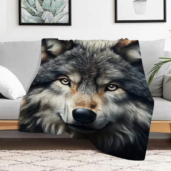 FCXZI Wolf Durable Soft Flannel Blanket for All Seasons Travel Camping 40x50in