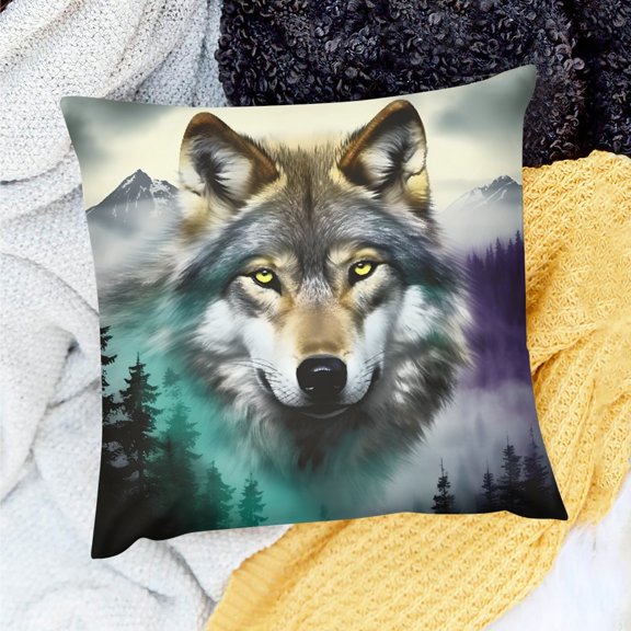 FCXZI Wolf Mountain Throw Pillow Cover for Home Sofa Couch Decor 18x18in