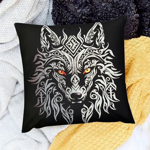 FCXZI Wolf Pattern Throw Pillow Cover for Home Sofa Couch Linen 18x18in