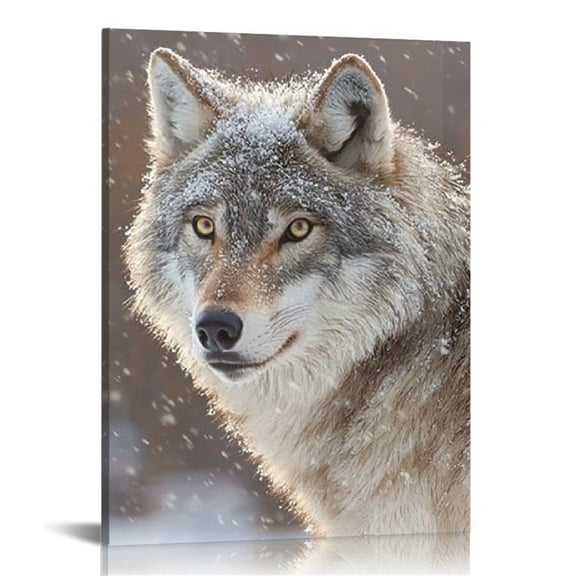 FCXZI Wolf Snow Wildlife Canvas Prints Wall Art Home Decor 12x16 12x16in