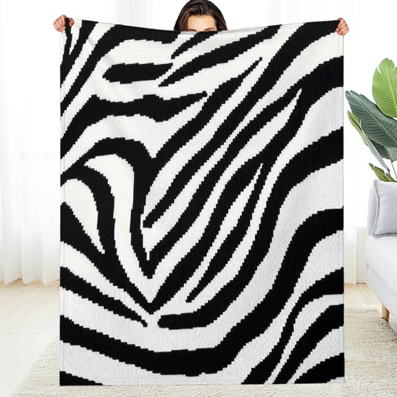 FCXZI Zebra Print Black White Warm Cozy Decorative Blanket 50x60 30*40in