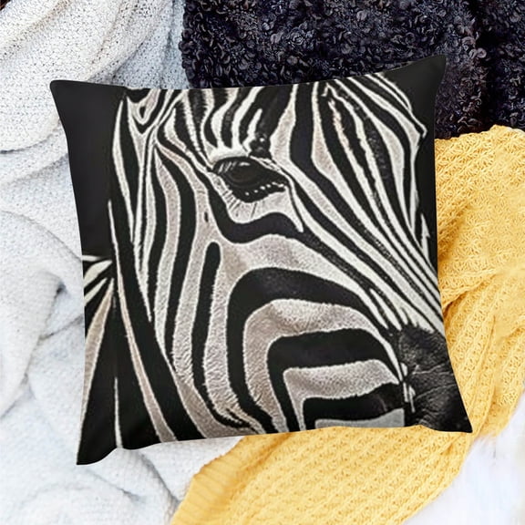 FCXZI Zebra Stripes Throw Pillow Cover Indoor Sofa Couch Linen 20x20in
