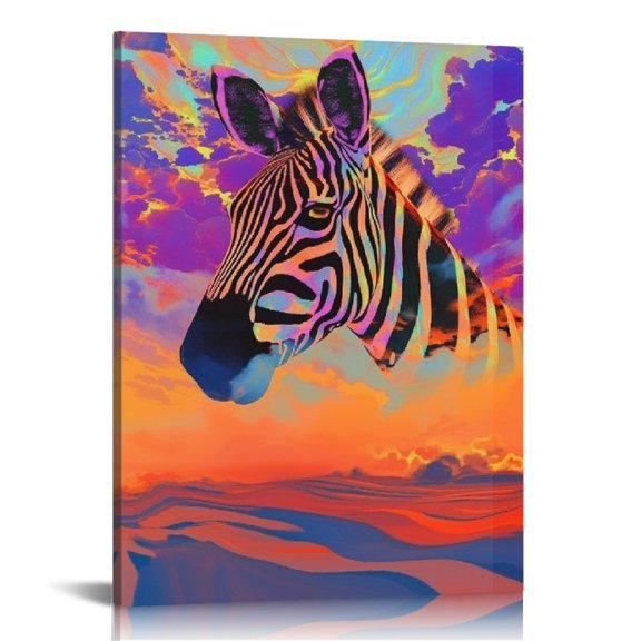 FCXZI Zebra Sunset Sky Psychedelic Art Canvas Print Home Decor 12x16in