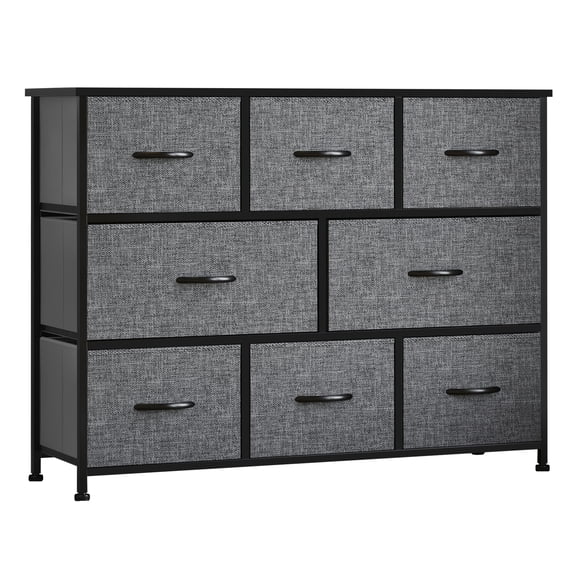 FCYNMF 8 Drawer Closet Dresser Tower with Fabric Drawers and Steel Frame, Wide Storage Organizer Unit for Bedroom, Closet, Entryway – Modern Free Standing Chest-Dark Grey/Charcoal grey