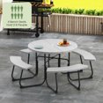 thumbnail image 2 of Giantex Picnic Table Bench Set For 4-8 People, 34" Outdoor Square Dining Table & 2 2 of 12