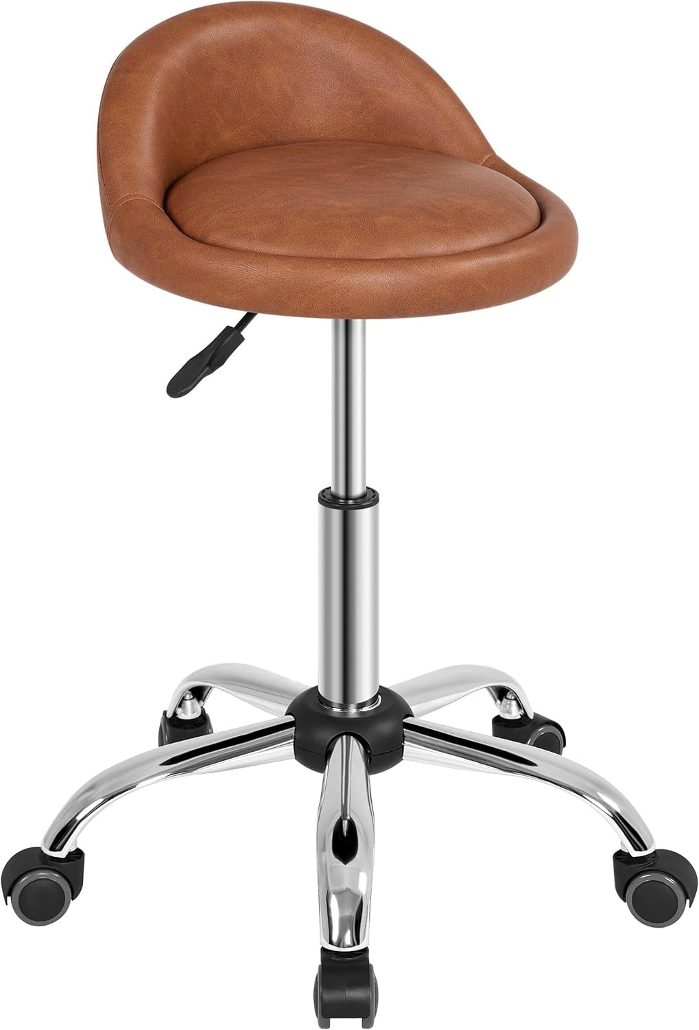 FCYNMF Adjustable Swivel Rolling Stool with Wheels and Back Support, PU ...