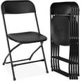 thumbnail image 1 of FCYNMF Set of 4 Folding Chairs, Heavy-Duty Plastic & Steel Frame, Portable Indoor/Outdoor Chairs with 350lbs Capacity & Non-Slip Feet for Events, Parties, Home, Garden, Yard - Black, 1 of 7