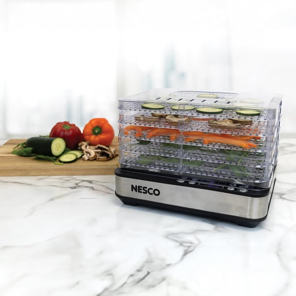 FD-5TC Snackmaster Food Dehydrator 5 Trays, Adjustable Temp Control, Compact Design for Jerky, Fruit, Herbs, Pet Treats, 420W
