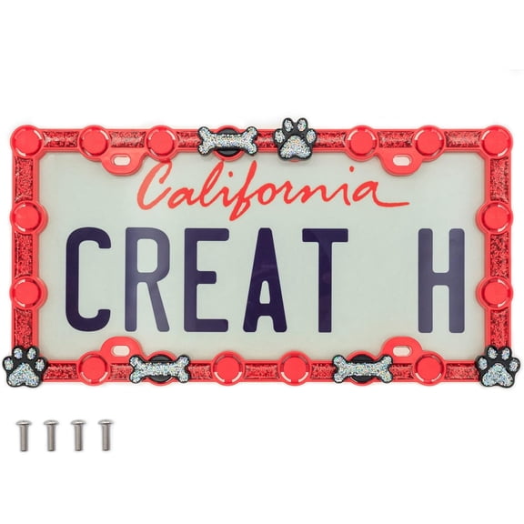 FD&D Custom License Plate Frame,Starter Kit with Blue Daisy and Red Ladybug