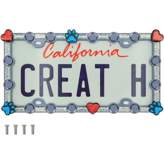 FD&D Custom License Plate Frame,Starter Kit with Blue Daisy and Red Ladybug