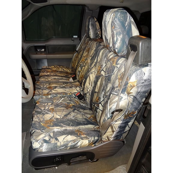 FD18 2004-2008 Ford F150 XL Super Cab Front and Back Seat Set. Front 40/20/40 Split Seat with Solid Armrest. Rear 60/40 Bench in Camo Endura