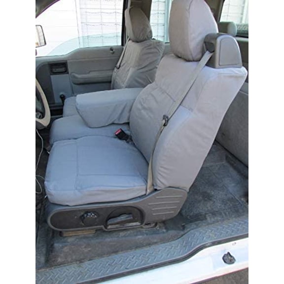 FD18 2004-2008 Ford F150 XL Super Cab Front and Back Seat Set. Front 40/20/40 Split Seat with Solid Armrest. Rear 60/40 Bench in Gray Twill