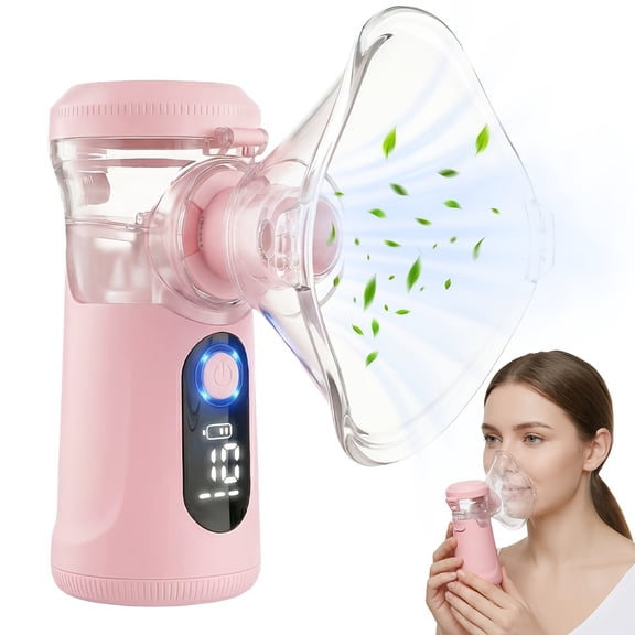 FDA-Cleared Rechargeable Handheld Atomizer with LED Display - Clean, Quiet, and Powerful Mist Output-Pink