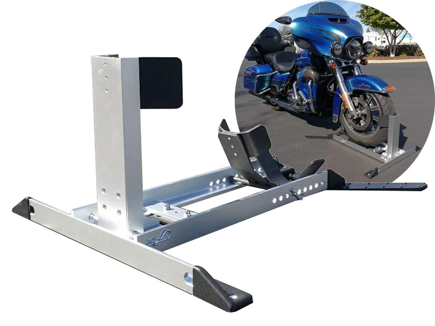 FDB Adjustable Removable Motorcycle Aluminum Wheel Trailer Chock Floor Bike Stand Truck Bed