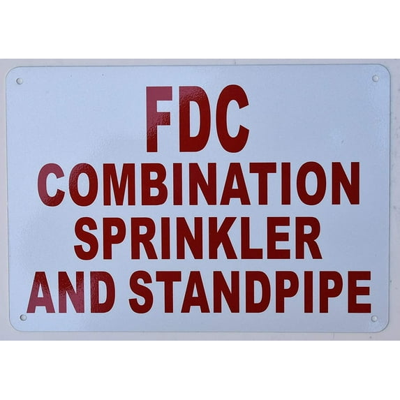 FDC Combination Sprinkler and Standpipe Sign (White, Reflective !!, Aluminium, Size 7X10)(ref-2022-4)