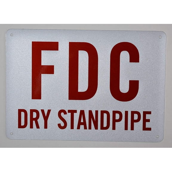 FDC Dry Standpipe Sign Sign (White, Reflective !!, Aluminium, Size 7X10)(ref-2022-4)
