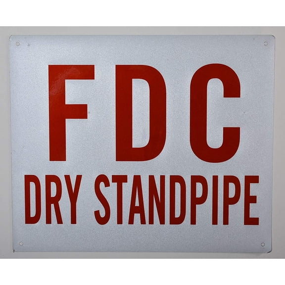 FDC Dry Standpipe Sign (White, Reflective, Aluminium 10x12)(ref-2022-4)