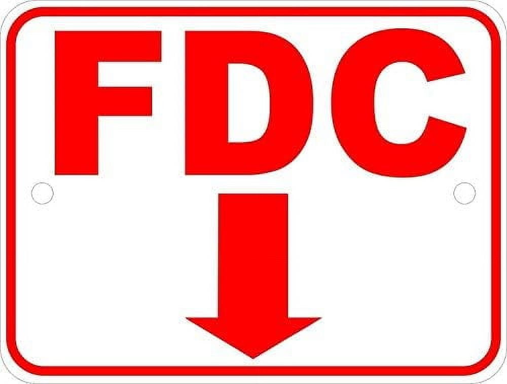FDC Sign With Down Arrow | Directional Fire Connection Sign – Safety Decals - View #5