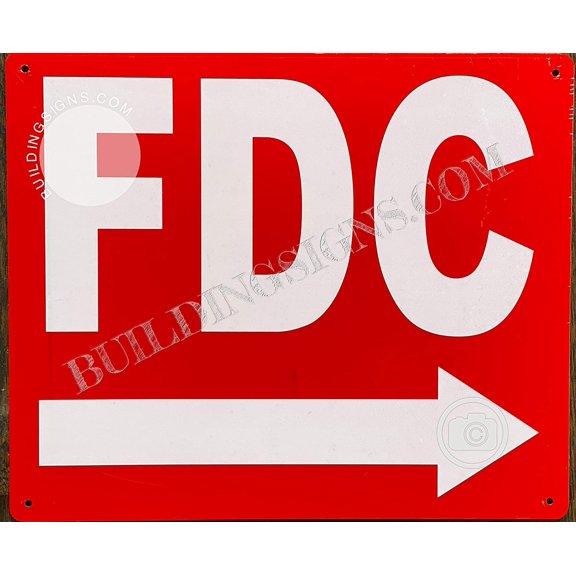 FDC Sign - FDC Right Arrow Sign (RED, Reflective, Aluminum 10x12 -Rust Free) (ref-2201)