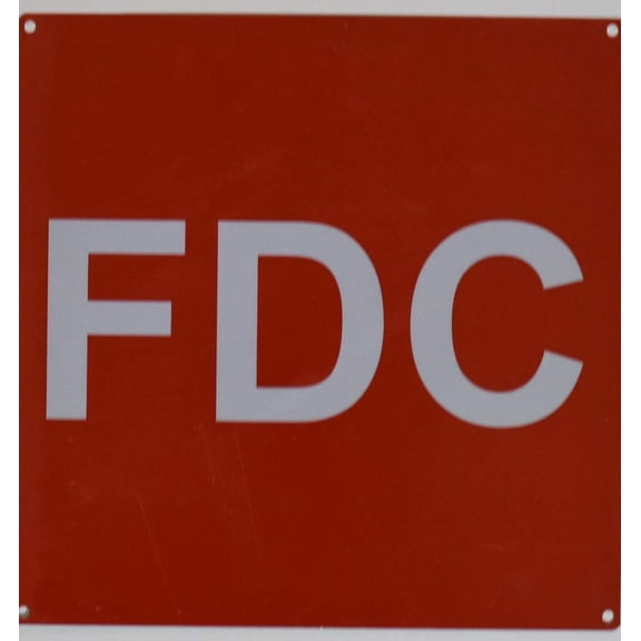 FDC Sign - FIRE Department Connection Sign (Red,10x10,Aluminium Rust Free) (ref-2201)