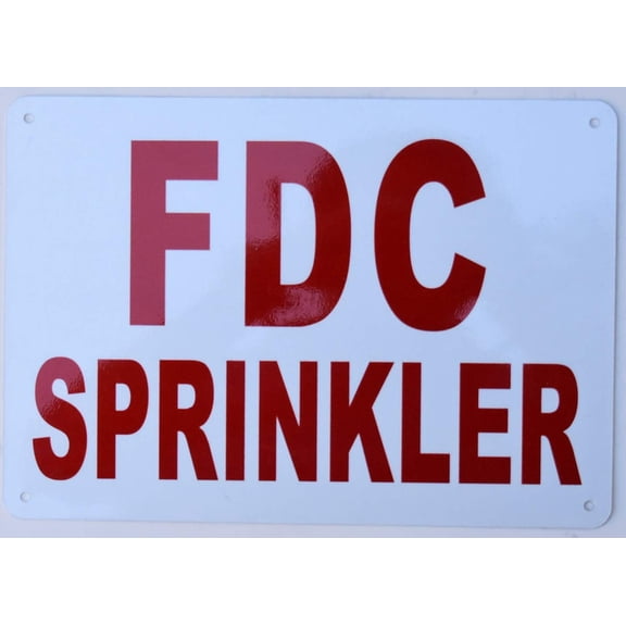 FDC Sprinkler Sign (White, Reflective !!, Aluminium, Size 7X10)(ref-2022-4)