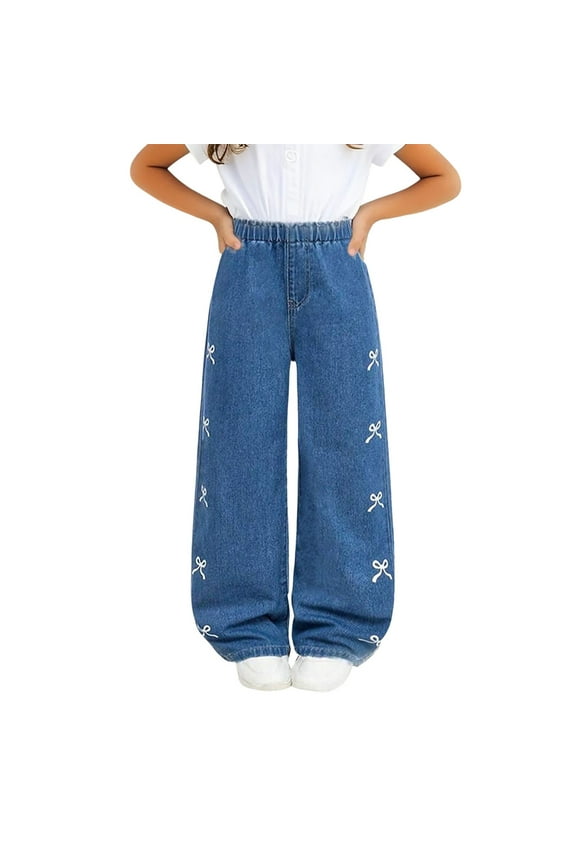 Baggy Jeans Y2k Barrel Jeans Yoga Pants with Pockets Party Teen Clothes for Girls Ages 13-15 Western Baby Girl Clothes Size 5 Girls Clothes, Blue 10 Years