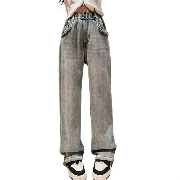 FDDMis Boys Jeans Size 8 Boys 6 Baggy Sweat Pants Girls Clothes 12-14 5t Boy Clothes Girls 2t Clothes Exercise Clothes Couple Gift, Light Blue 10-11 Years