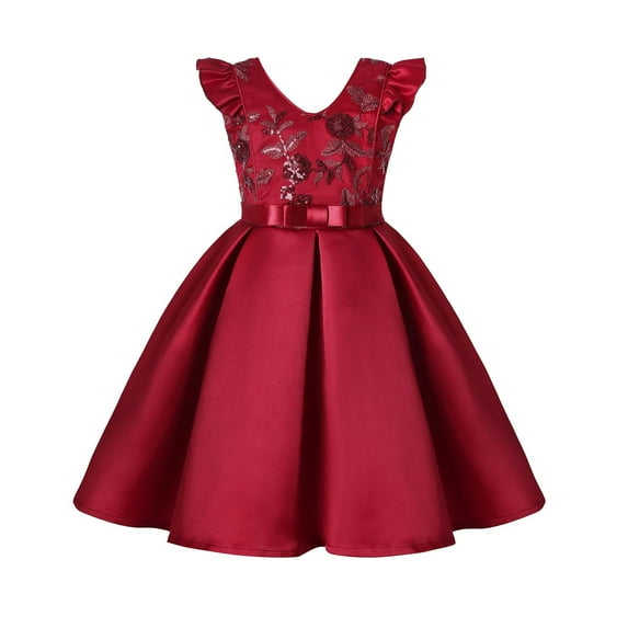 FDDMis Brown Dress Xmas Dress New Years Toddler Girl Outfit Cute Dresses for Teen Girls 8-10 Years Old Gift Ideas Winter Clothes for Baby Girl Top, Red 7-8 Years
